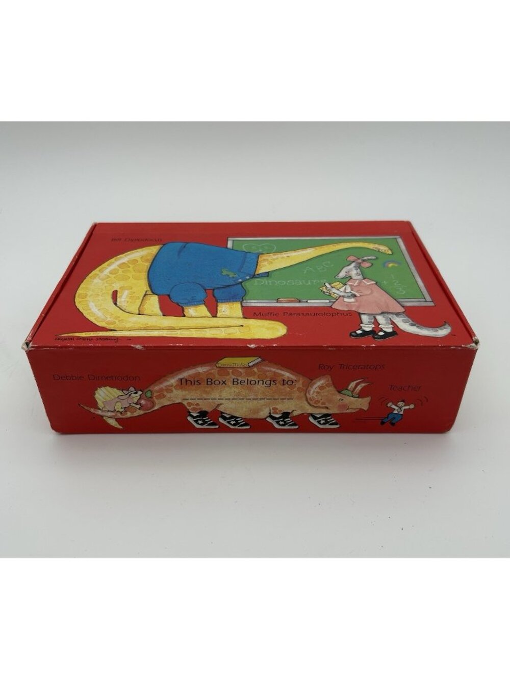 Vintage Dinosaur Pencil Box-Crystal Collins-Sterling Cardboard USA Made